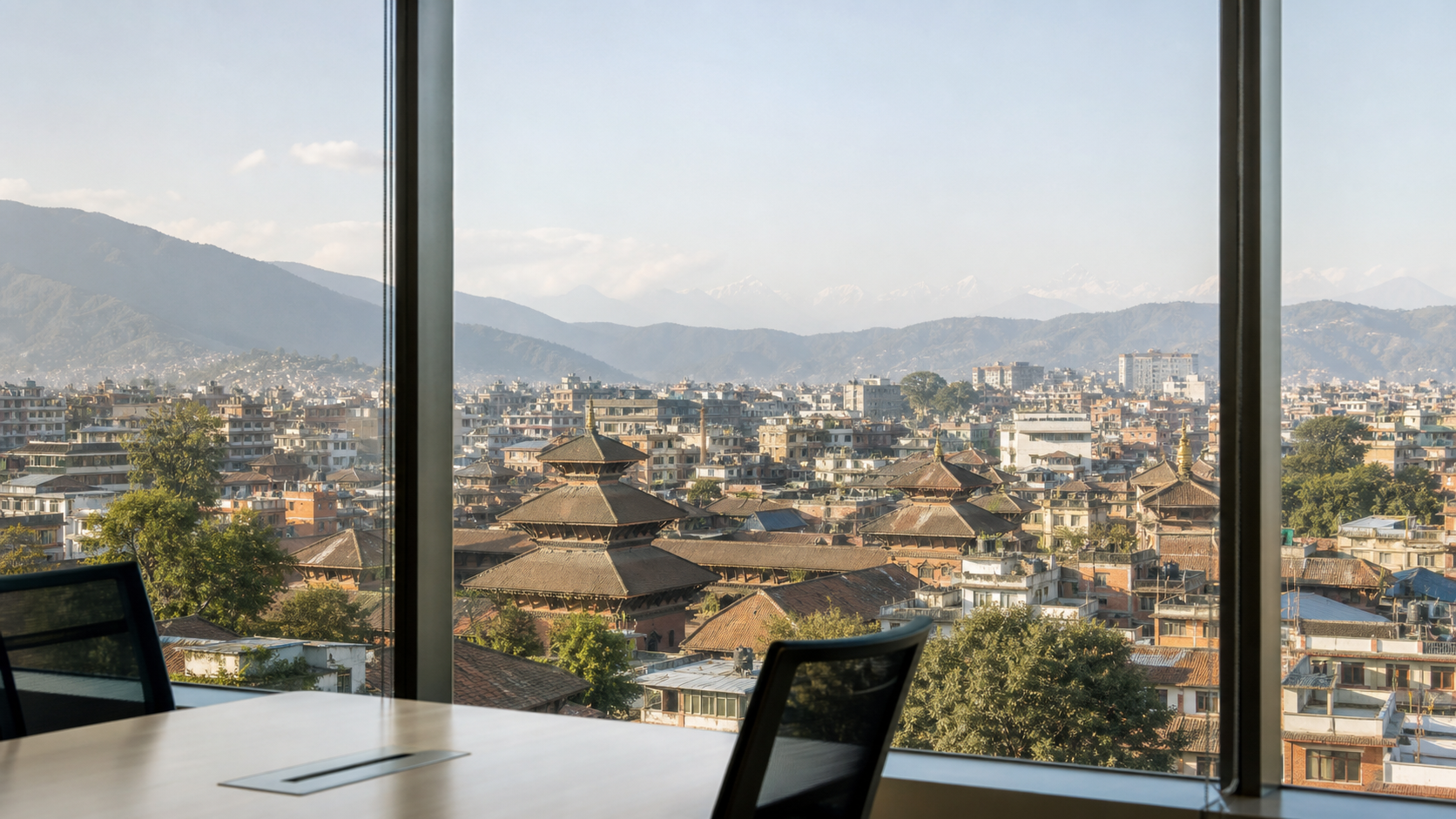 Kathmandu city viewed from a contemporary office