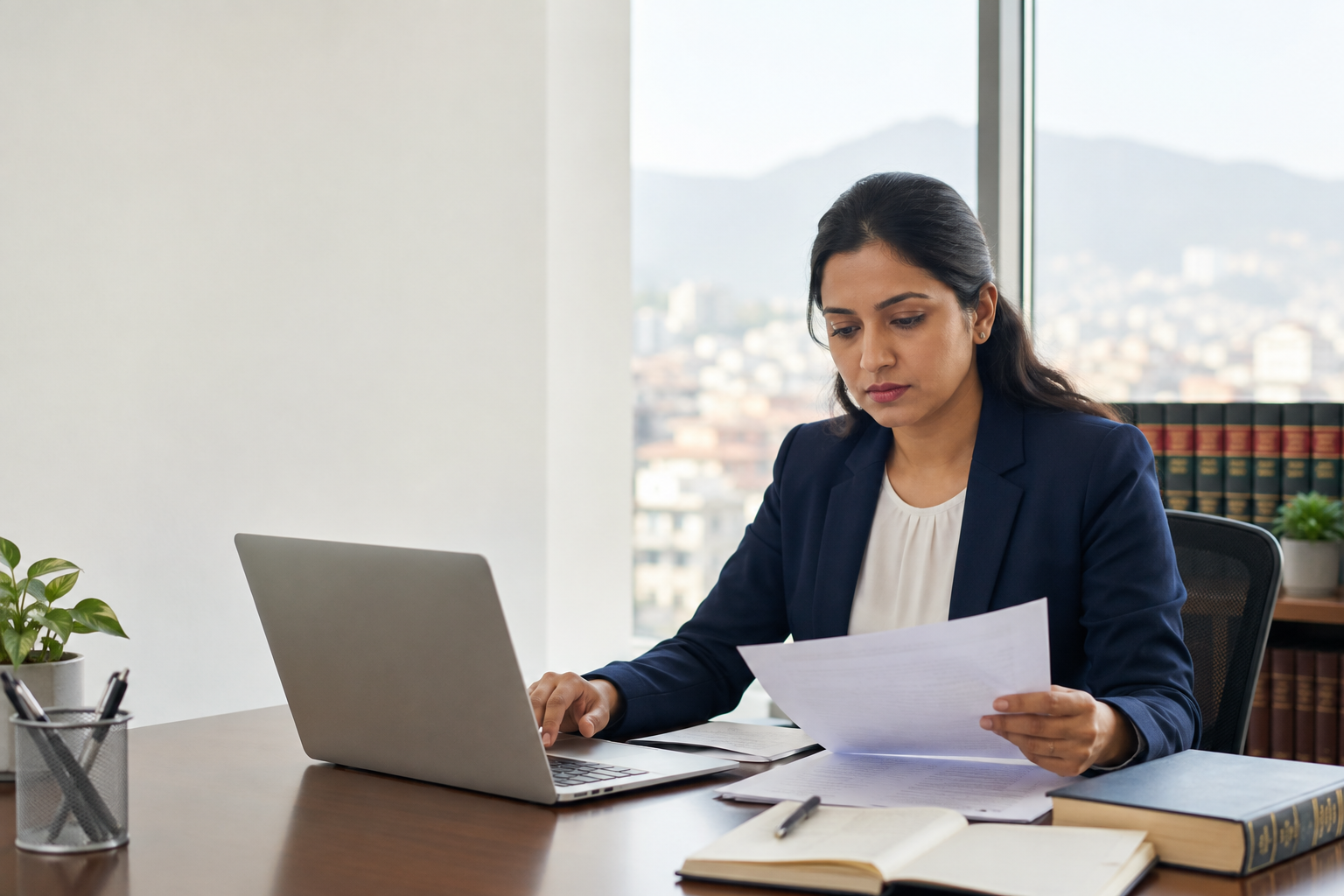 Legal professional researching corporate requirements in Nepal